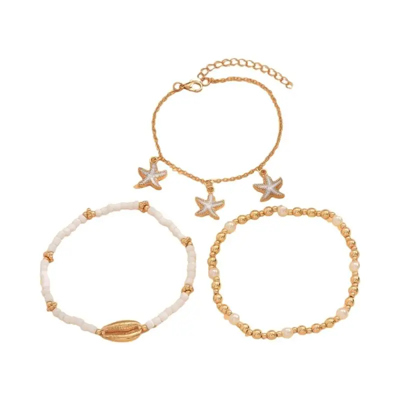 

A52E Shell Foot Chain Layer Cowrie Anklet for Beach Vacations