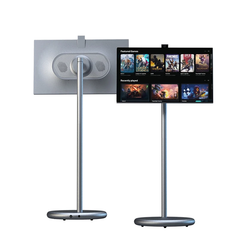 

27 Inch Battery Power Mini TV Wireless Touch Screen Display Vertical Portable TV on Wheels Full HD Android 15 Smart TV Studio