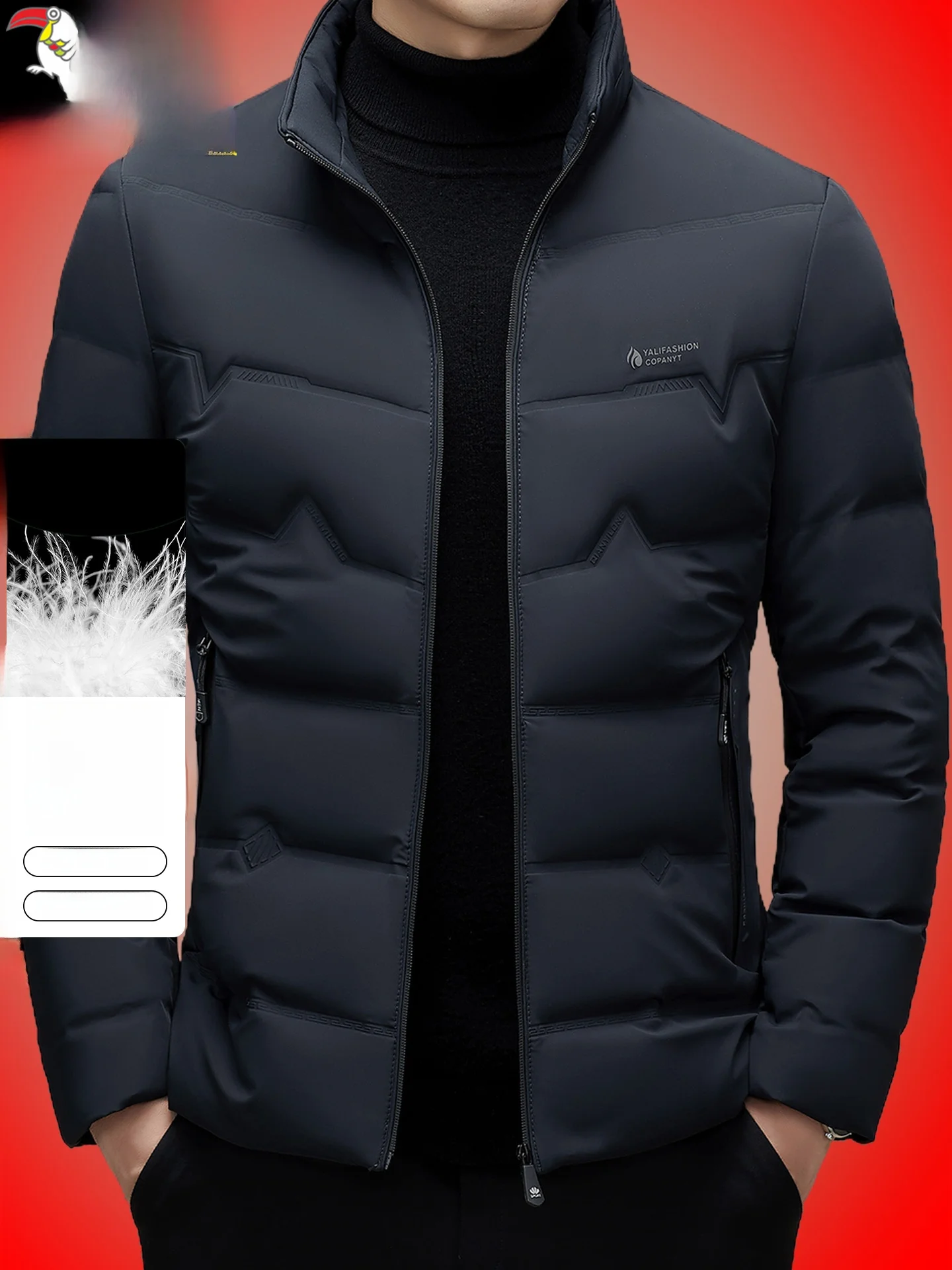 

Men's down Jaet Lightweight Thiened Stand Collar Windproof Warm Du down Parka Faionable Urban Sle Zipper Closure