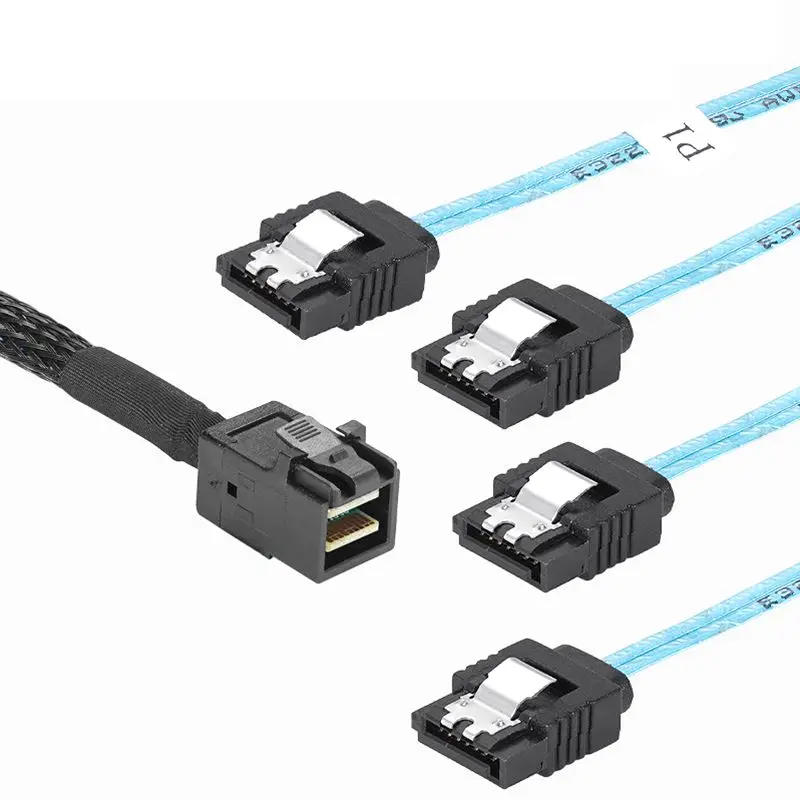 Mini SAS HD SFF-8643 To 4 SATA 7Pin 3.0 Computer Server Disk Hard Disk Array Data Cable 1 Pair 4 0.5m 1m