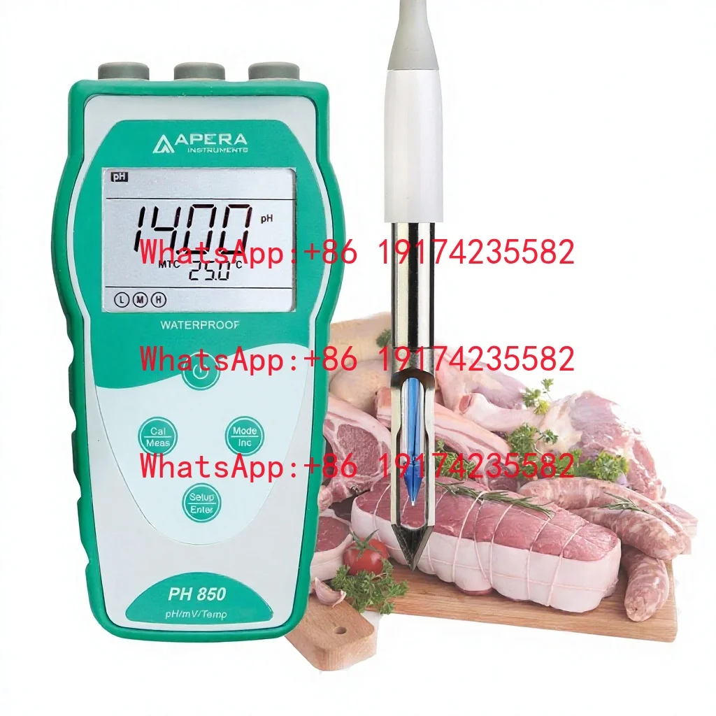 Instruments Value Series PH850-MT Portable PH Meter Kit With LCD Display And 3 AA Batteries For Meat