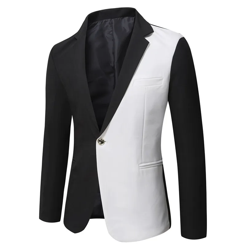 

New European handsome British style men's personalized colour block casual suit jacket Europe and the United States simple suit