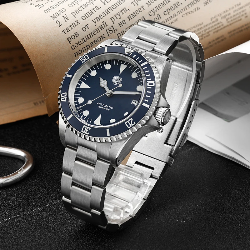 Watchdives WD79090 Vintage Watch NH35 Automatic Movement Domed Sapphire Crystal Watches C3 Luminous 200m Waterproof Wristwatch