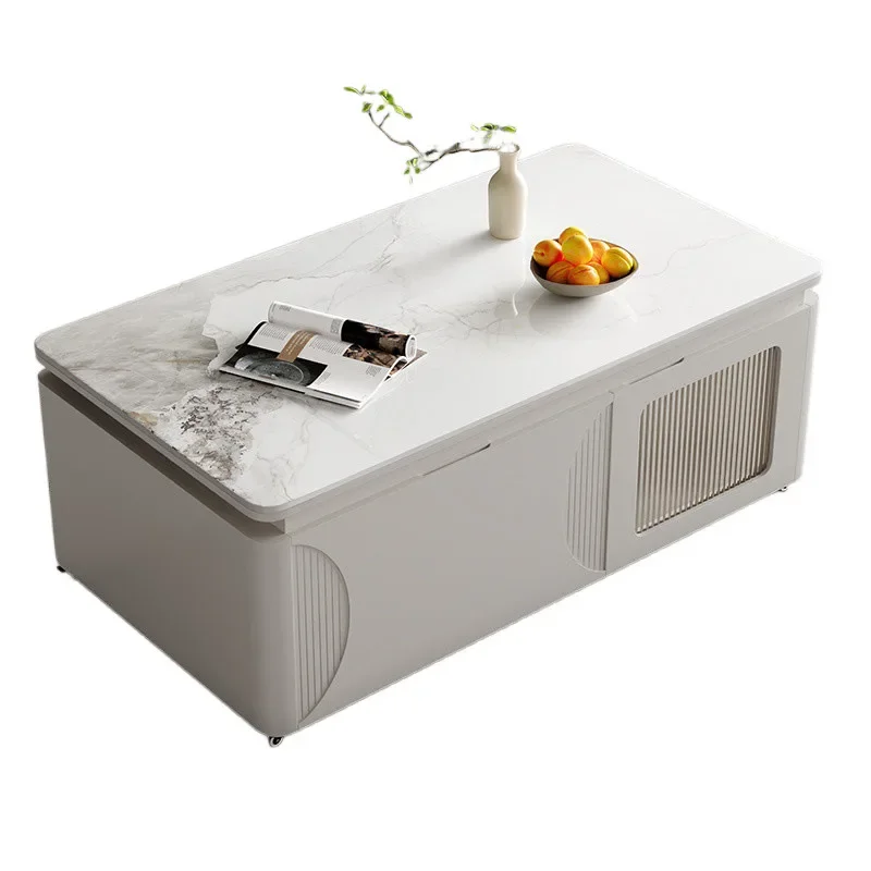 

Movable coffee table, TV cabinet combination, living room household small apartment modern and simple, rock slab coffee table