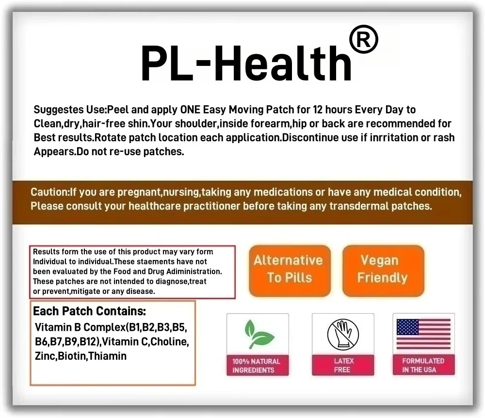 30 رقعًا من الفيتامينات الميثيلية B المعقدة عبر الجلد لطاقة قلب الدماغ ودعم هوموسستين #5