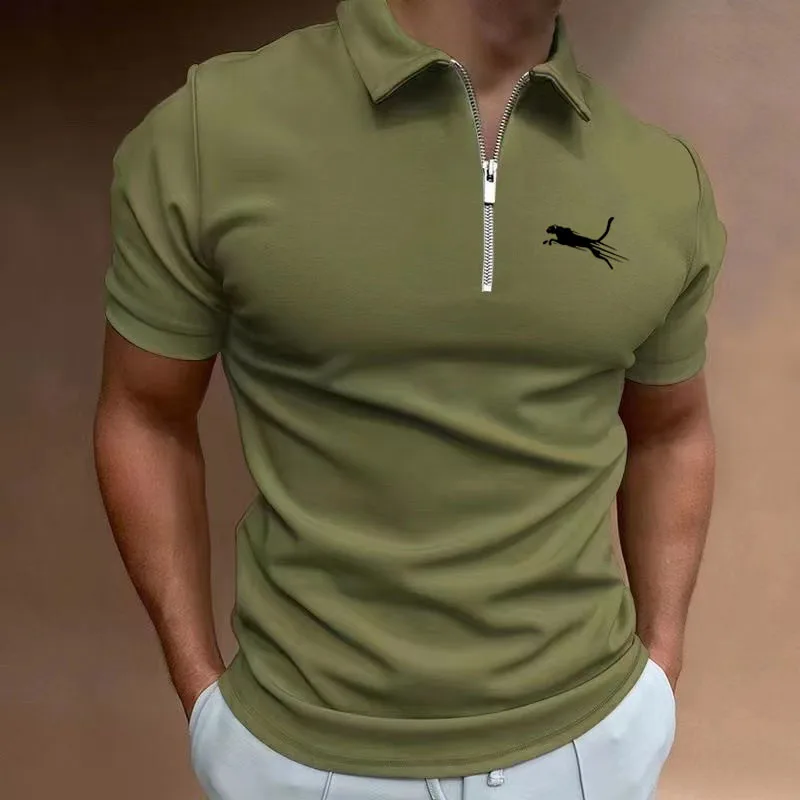 Men's new t-shirt classic short sleeved polo shirt summer casual T-shirt button up collar super large M-3XL casual polo shirt