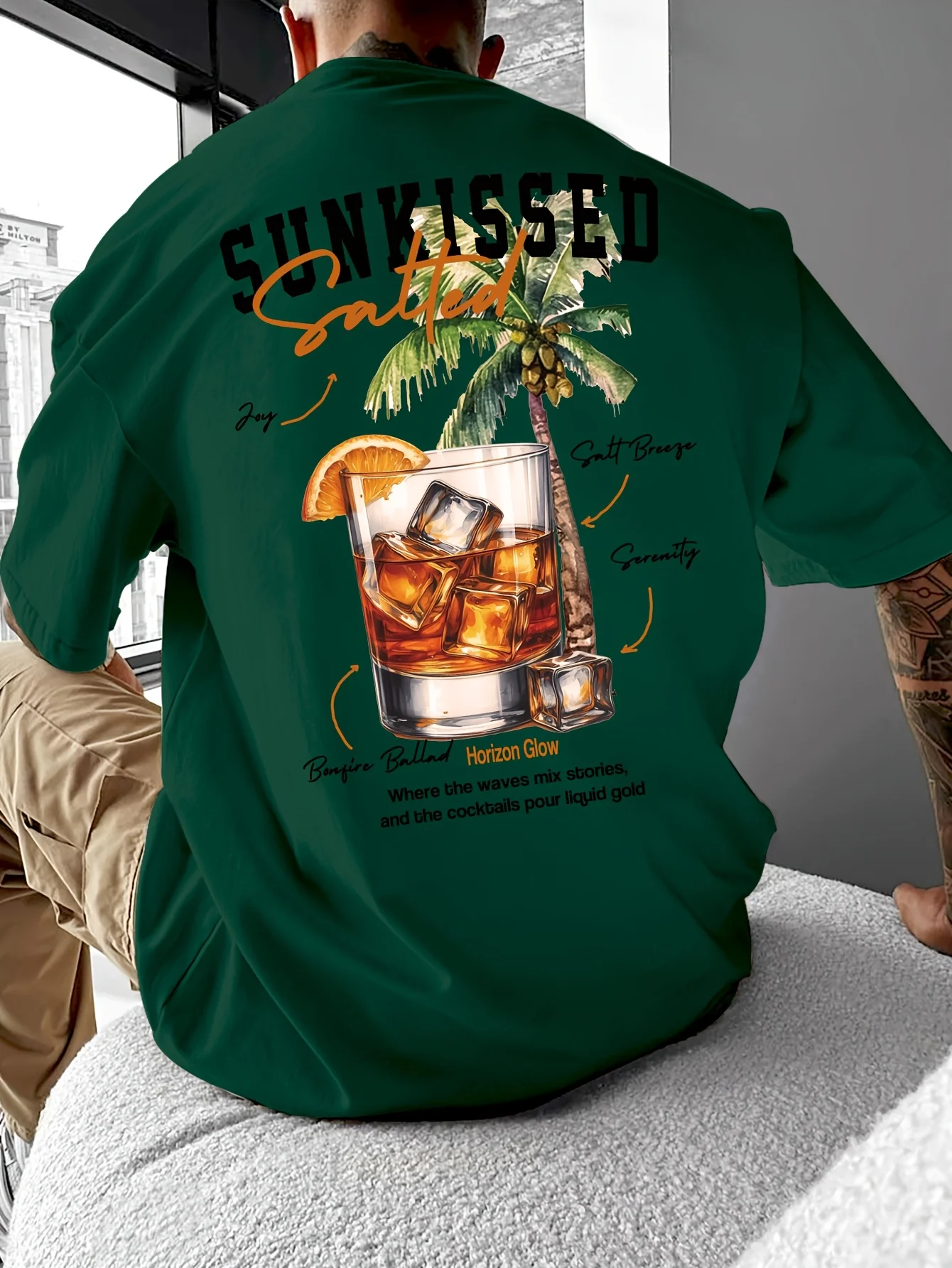 Summer Men's T-shirt Trend: Coconut Tree and Cocktail Design Pattern Print 100% Cotton Breathable Suitable for Daily Street Wear