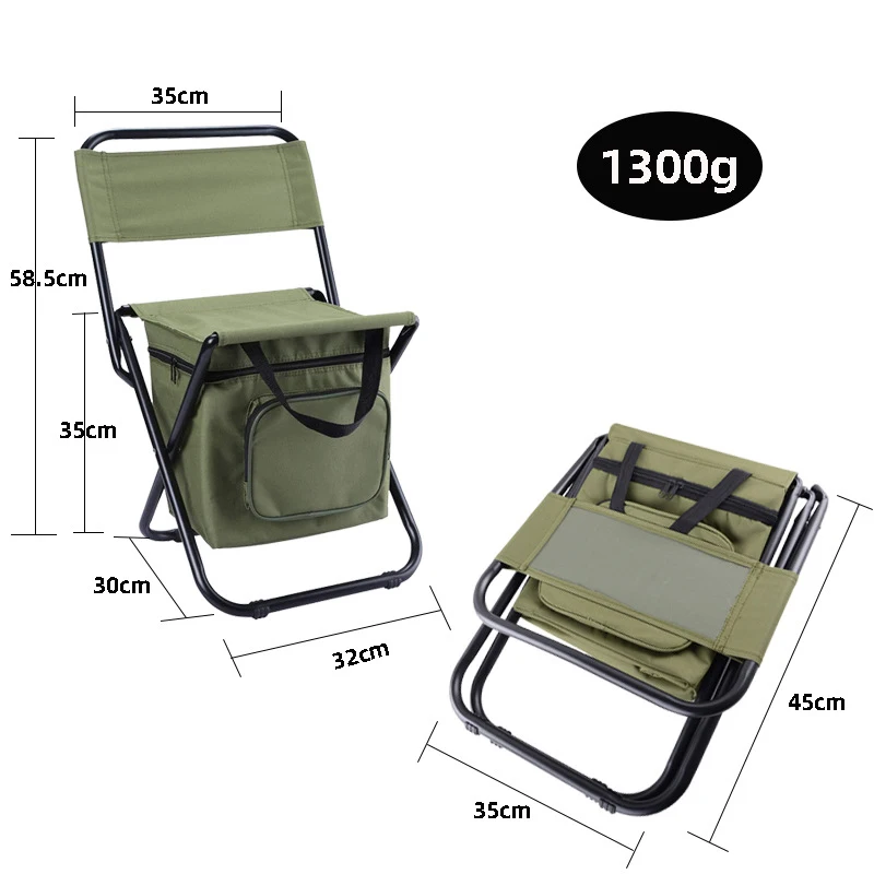 Fishing Chair with 10L Cooler Bag Compact Backpack Fishing Stool Foldable Camping Chair Portable Lightweight Stool