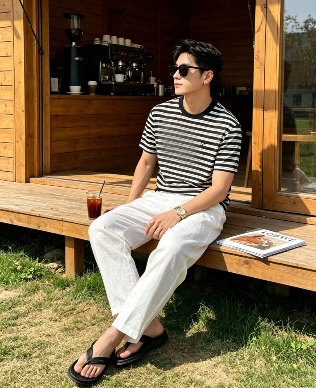 Kiton Blended Striped Soft Short Sleeve T-Shirt
