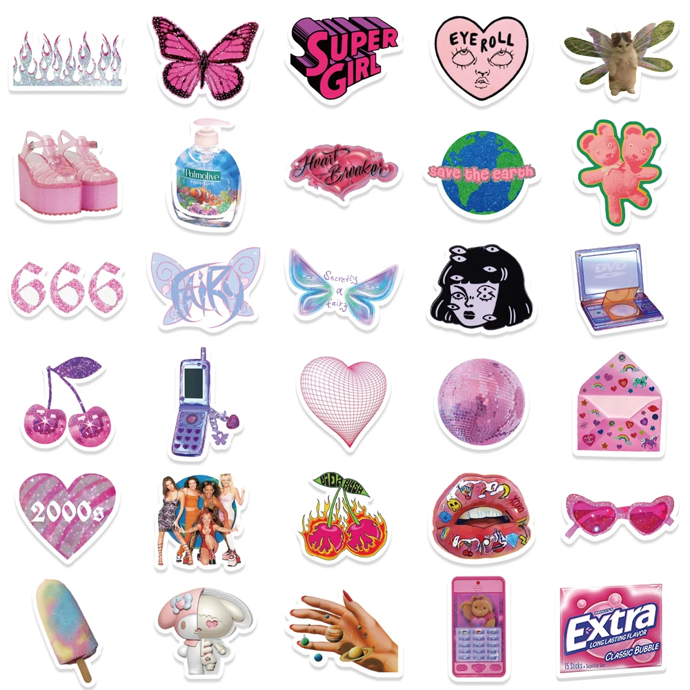 53/111pcs Vintage Leopard Love Y2k Stickers Aesthetic Laptop Motor Luggage Guitar Phone Skateboard 2000s Classic Kids Toys