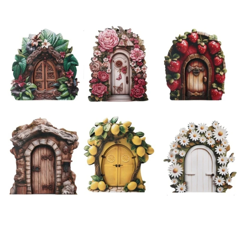 Porta jardim fadas para árvore ar livre, porta miniatura, decorações jardim