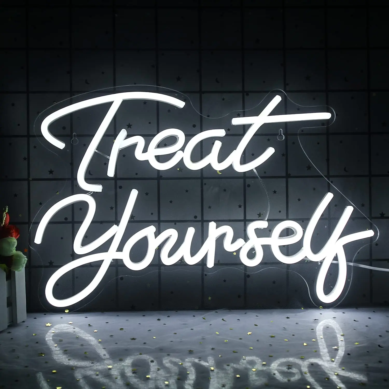 Treat Yourself Neon Sign Treat Yourself Sign for Bedroom Wall Wedding Sign Room Decoration Birthday Party Decoration