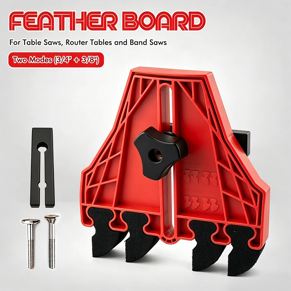 Feather Board Woodworking Double Mode T-track Featherboard For Table Saw Router Table Band Saw Anti-Kickback Wood Cutting Safety