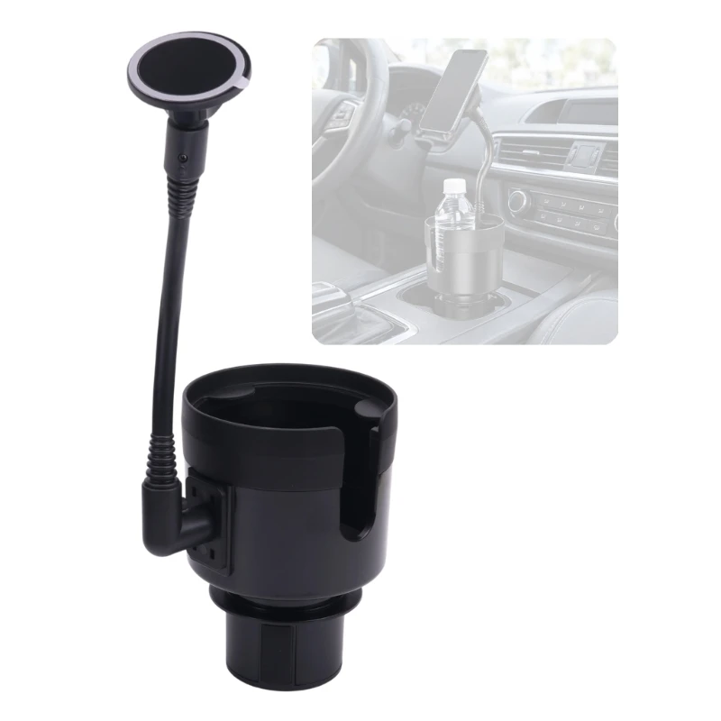 Car Cup Mount with Dedicated Phone Cradle and Drink Compartment