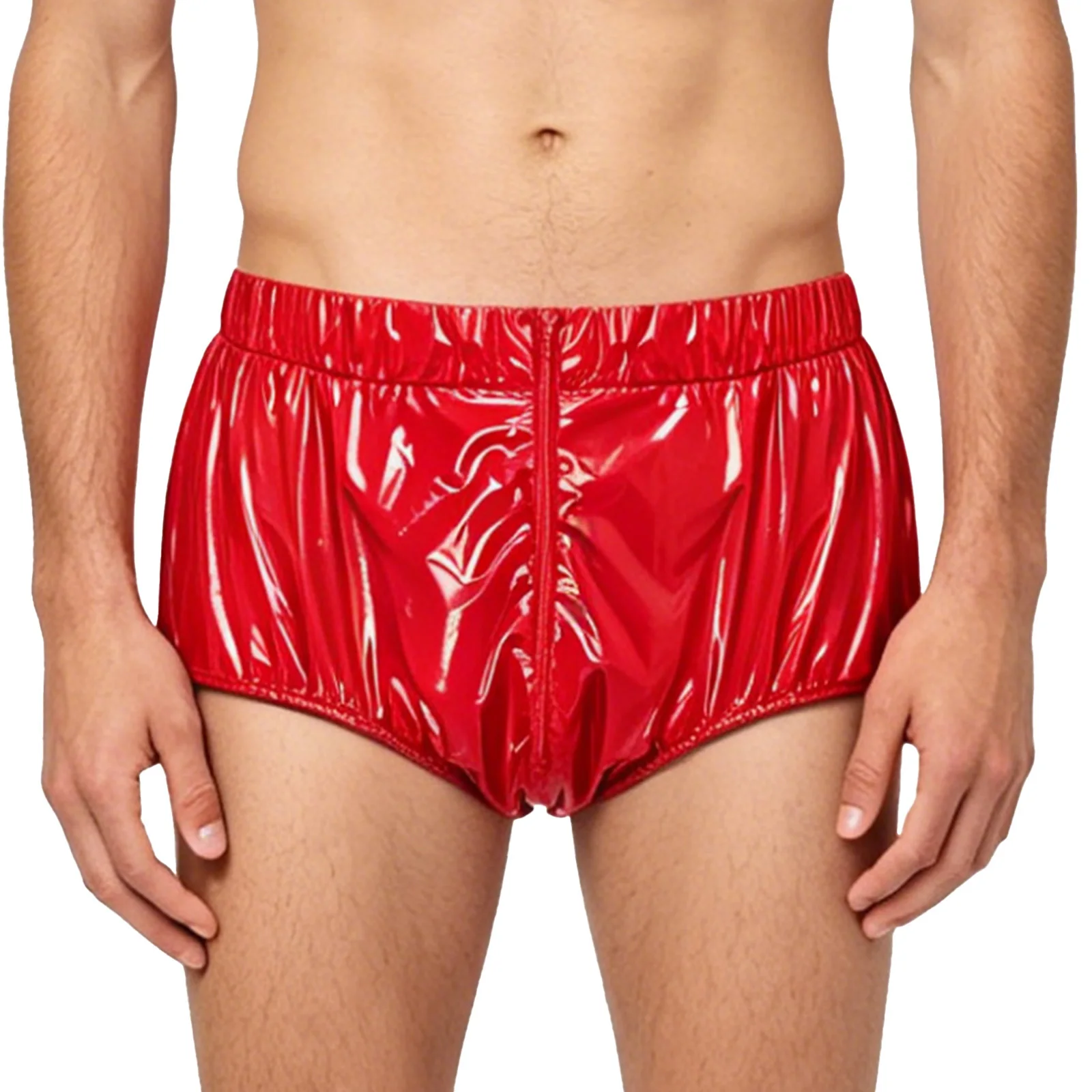 Mens Waterproof Diaper Cover Underwear Glossy Elastic Waistband Zipper Leakproof Briefs Swimwear Adaptive Special Needs Panties