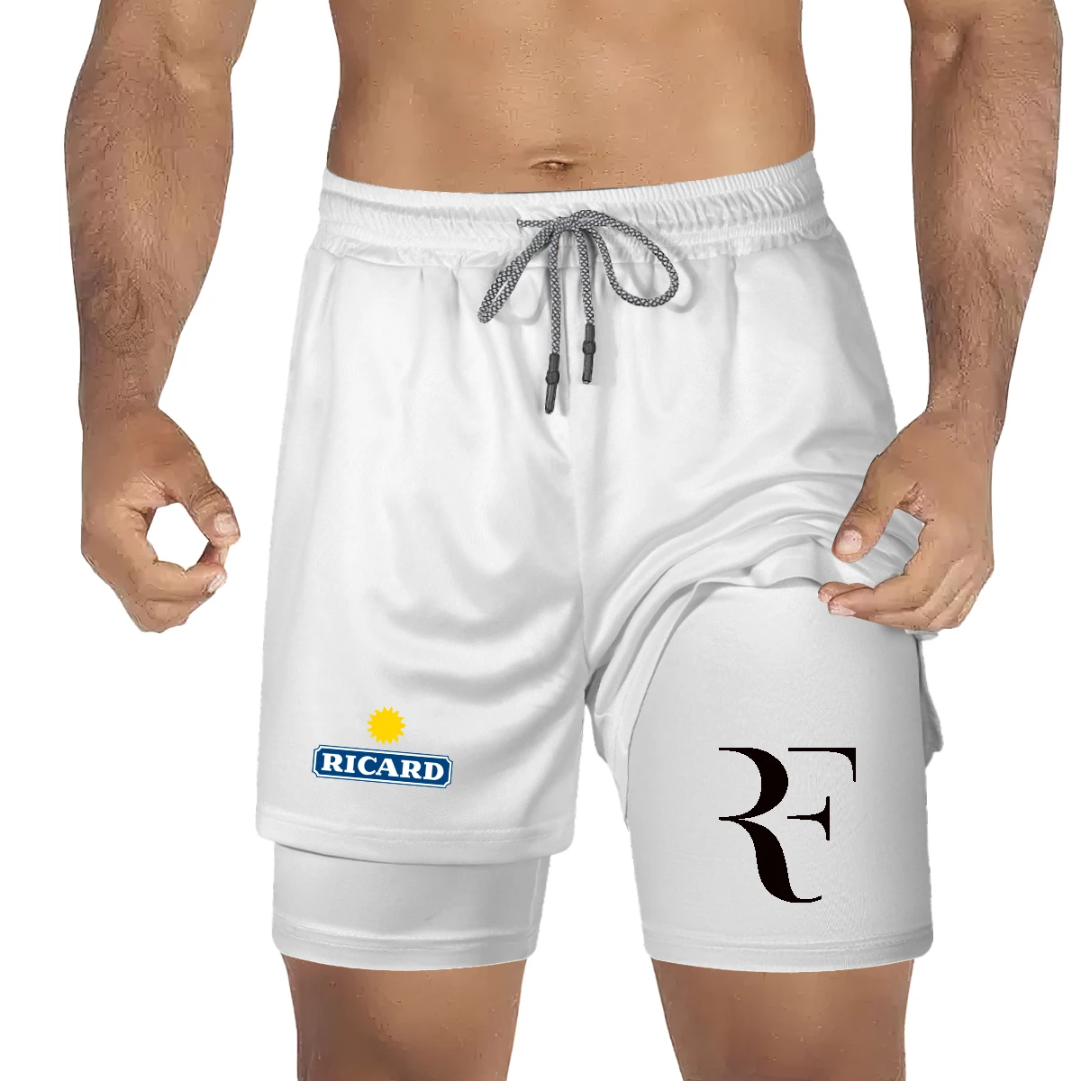 Shorts Atlético Respirável Masculino, Roupa de Ginástica, Fitness, Treinamento, Camping, Ciclismo, Calças de Jogging, 2 em 1