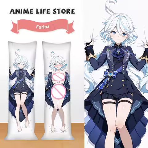 Cartoon Furina Kawaii Fullbody Dakimakura Pillowcase Anime Genshin Impact Peachskin Double-Sided Print Pillowcase Cushion Covers