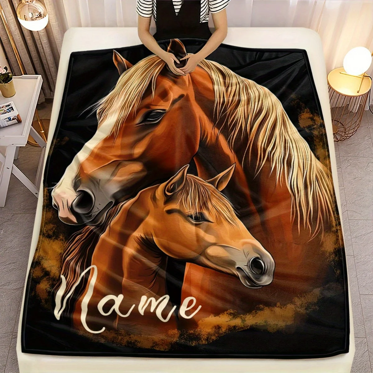 1 Customized Dinosaur Blanket with Personalized Names and Numbers (Letters & Numbers)   Soft Flannel Bed Cover, Adorable Dinosau