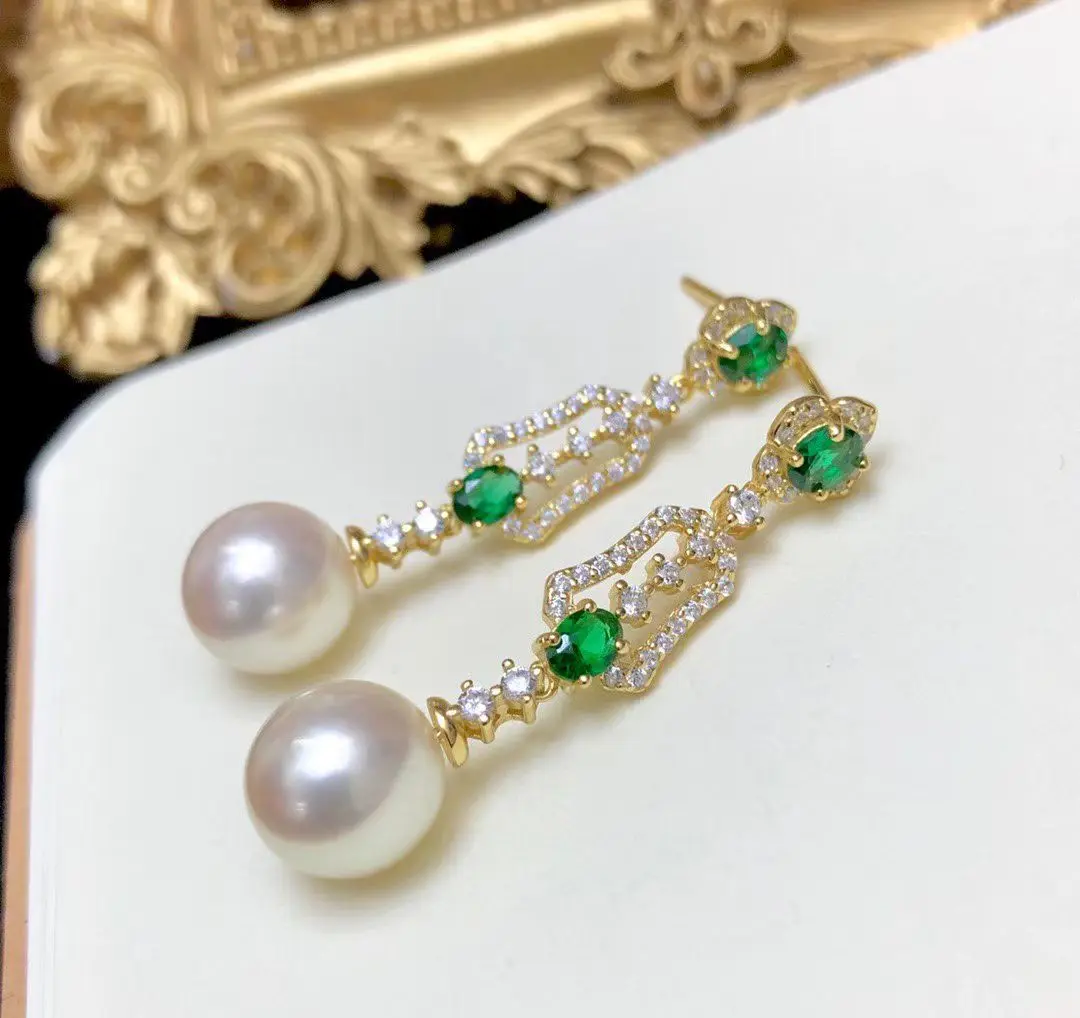 Wholesale S925 Sterling Silver Earrings Mount Findings Settings Base Mounting Parts Accessory for 9-10mm Pearls 5 pairs/lot