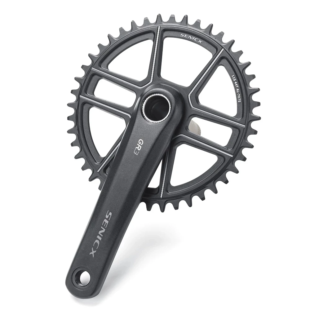 Senicx-クランクセット,チェーン,1スピード,42t 44t 170mm,175mm