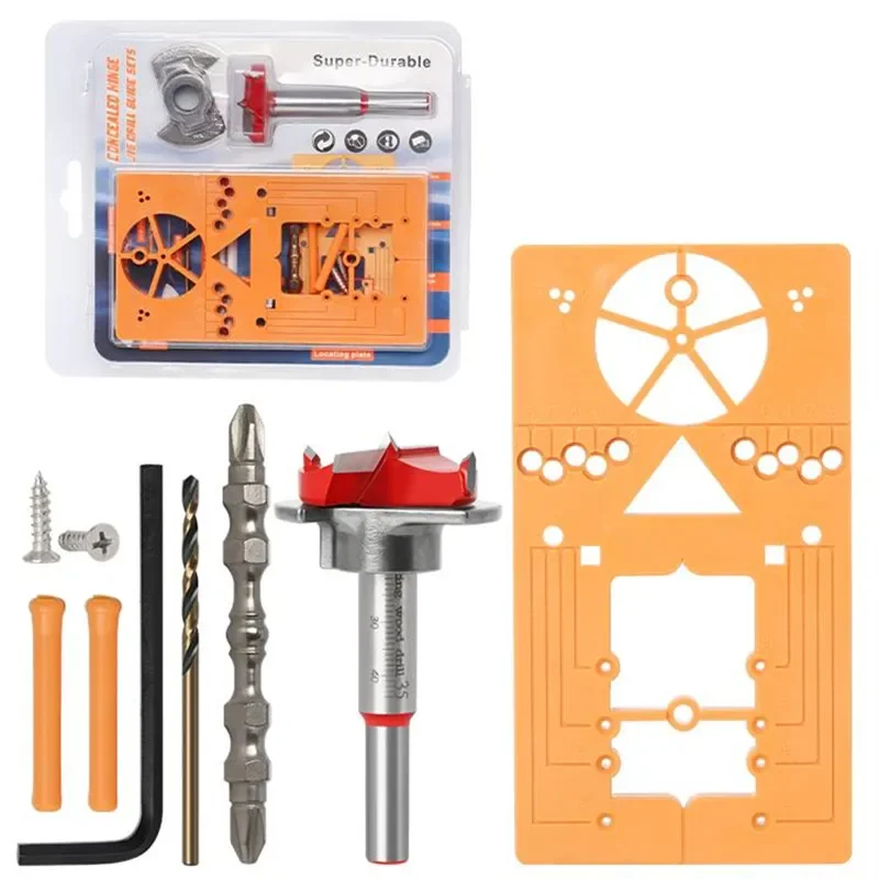 35mm Drill Bits Woodworking Door Hole Opener Cabinet Woodworking Hole Drilling Guide Locator Sets Formwork Saw Cutter