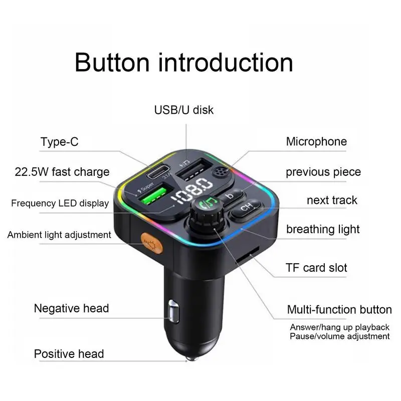 FM Transmitter For Car Support USB Drive FM Transmitter For Hands-Free Calling Power Adapters Electronics For Game Consoles