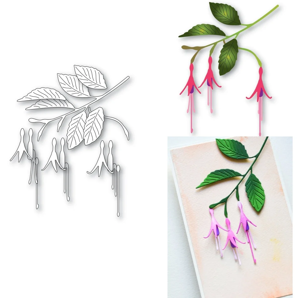 Hardy Fuchsia Buds Metal Cutting Dies DIY Scrapbook Embossed Paper Card Album Craft Template Supplies Decoration 2024 New