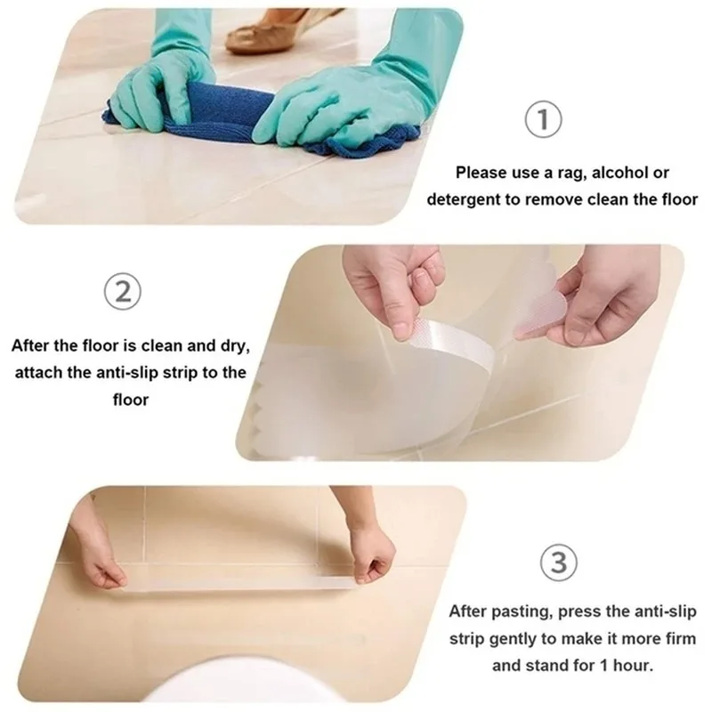 6/12/24Pcs 2x20cm S Shaped Self-Adhesive Anti Slip Strips Strips Shower Stickers Non Slip Tape For Bathtub Stairs Floor view 5