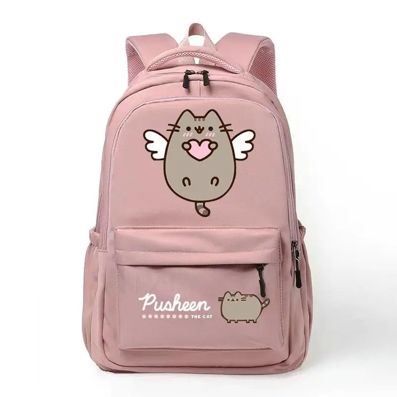 Cartoon Cat Backpack Solid Color Casual Women Backpack Teenage Girl School Bag Student Girls Shoulder Bag Casual Mochilas