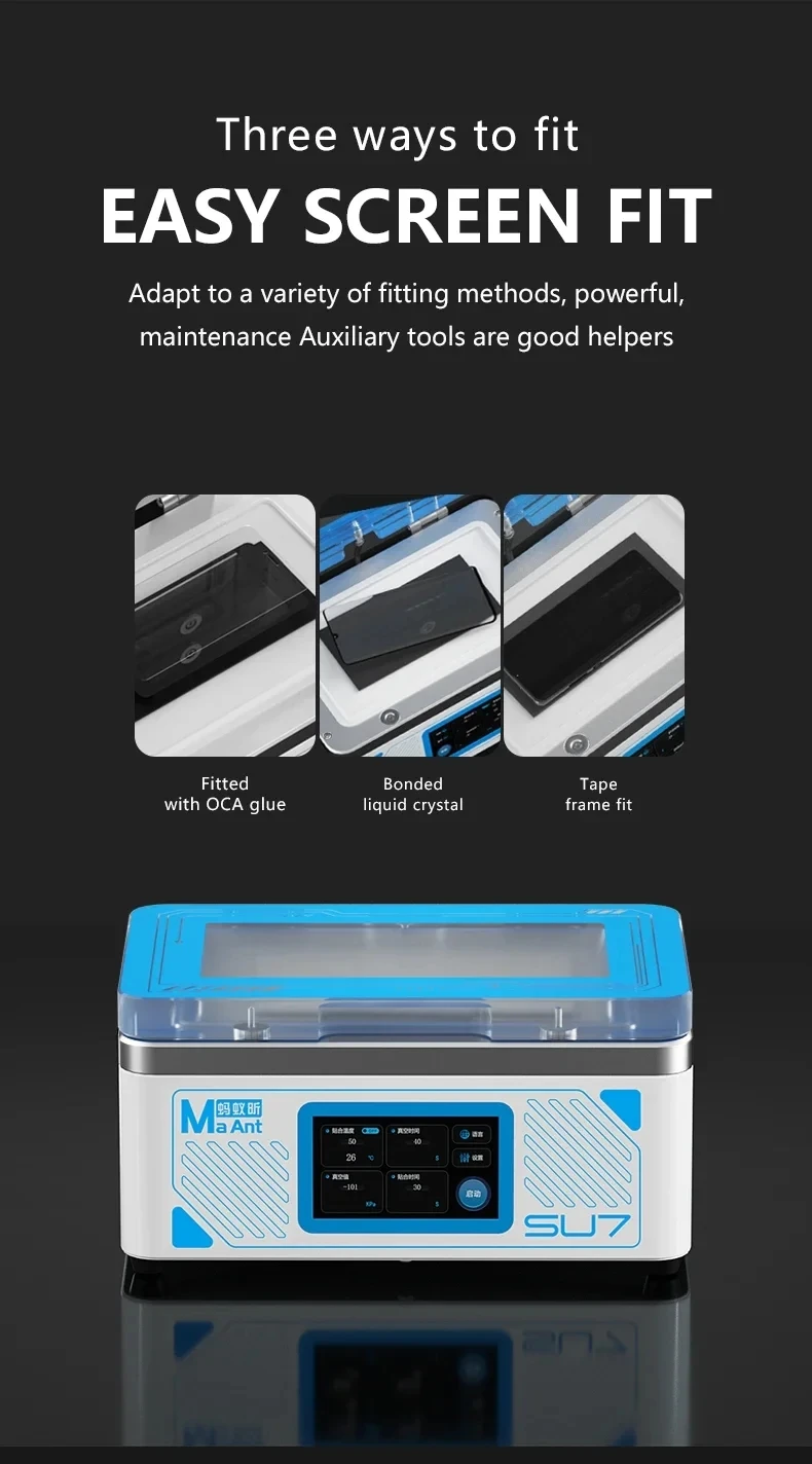 MAANT SU7 Mobile phone maintenance curved screen pressing machine flat LCD screen vacuum laminating machine defoaming integrate