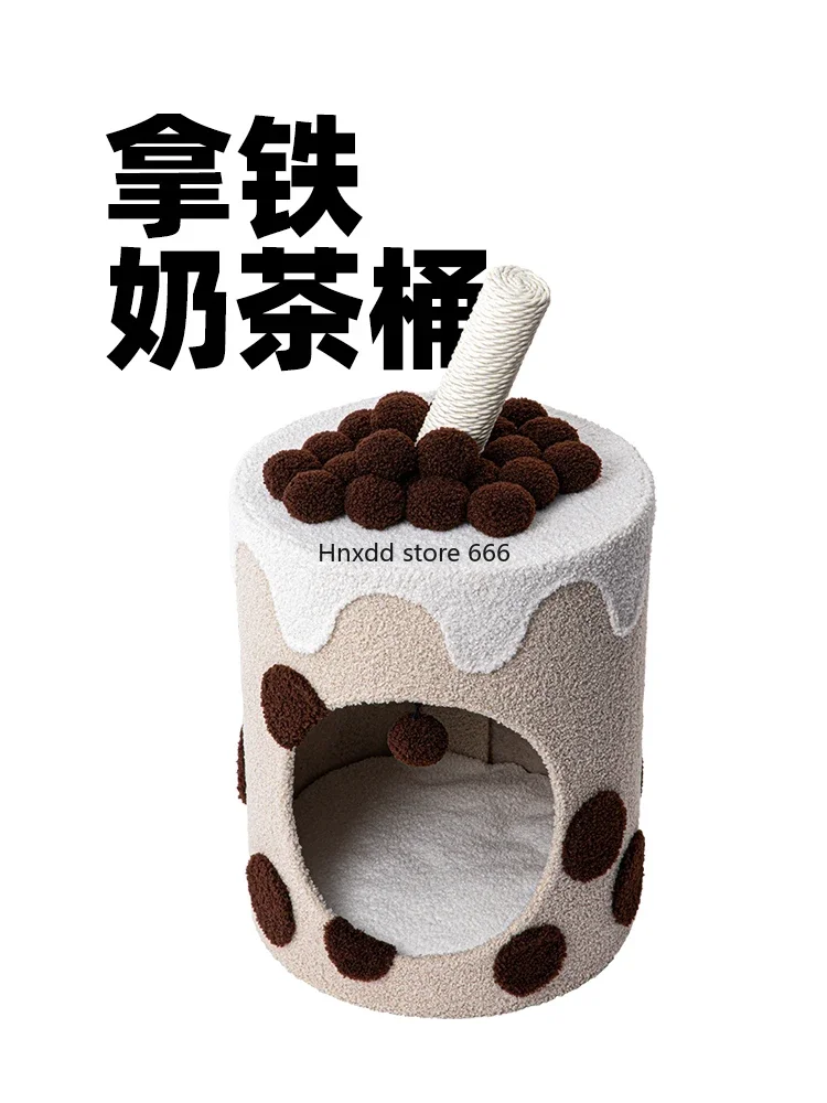 Bubble Tea Bucket Large Winter Warm Teddy Velvet Cat Bucket