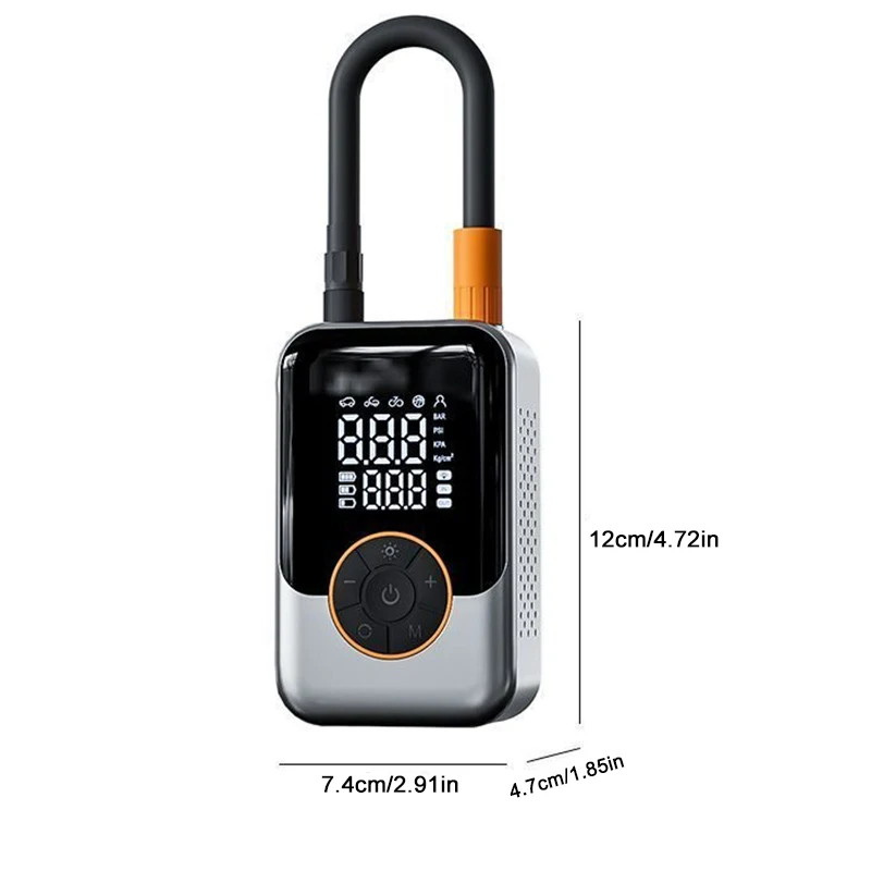 Tragbare Luftpumpe Kabelloser Auto-Reifenfüller Elektrischer Luftkompressor LCD-Display Luftinjektor für Fahrrad Auto Motorrad Reifen Ball – Detail 4
