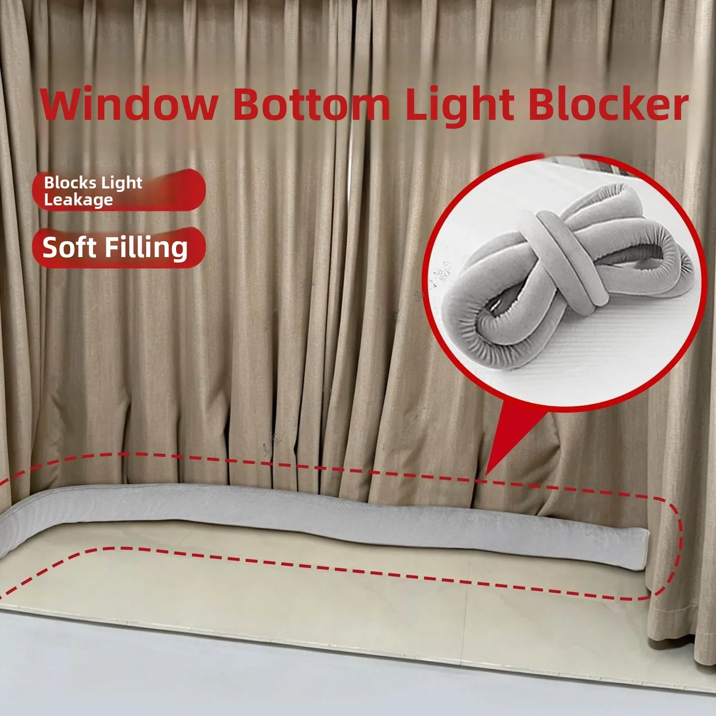 Blackout Curtain Bottom Hem  Light Blocking Strip Short Anti-Light Leakage for Window  Customizable Blind Fabric Shade