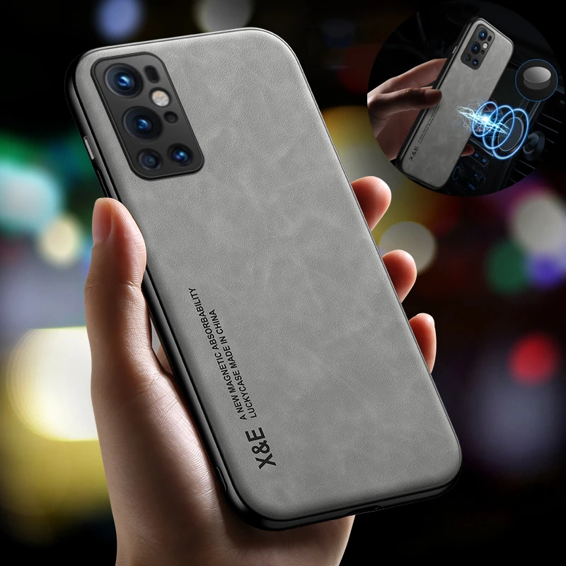 

Leather Texture Case for OnePlus 9/7/7 Pro/9RT/7T/8T/Nord Magnetic Car Holder Shockproof Cover Funda Coque Phone Accessories