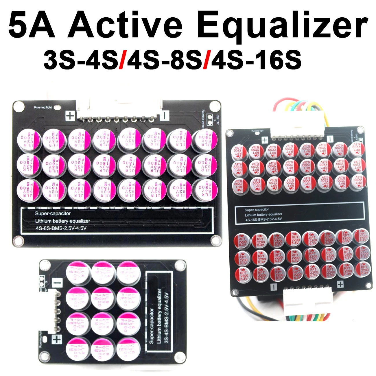 Active Equalizer Balancer Board para 10s 13s 12s 14s Lifepo4 Li-ion Lithium Battery 12v 24v 36v 48v Bms Proteção 4s 8s 16s 5a