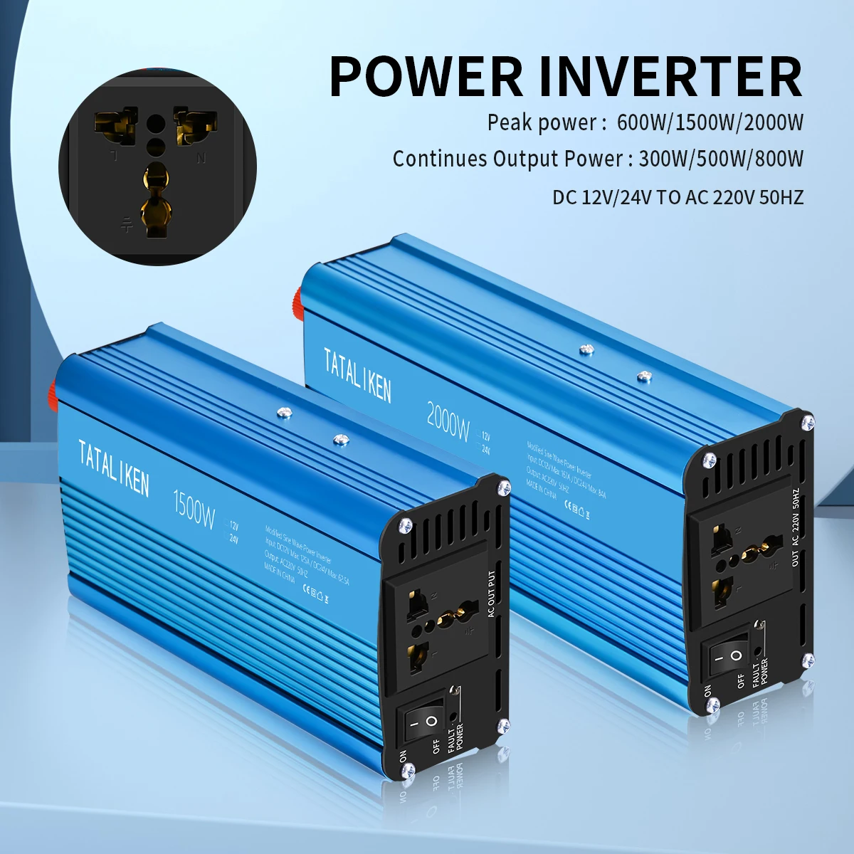 

Inverter 12V 24V 220V 50hz 600W 1500W 2000W portable household converter universal socket automotive accessories