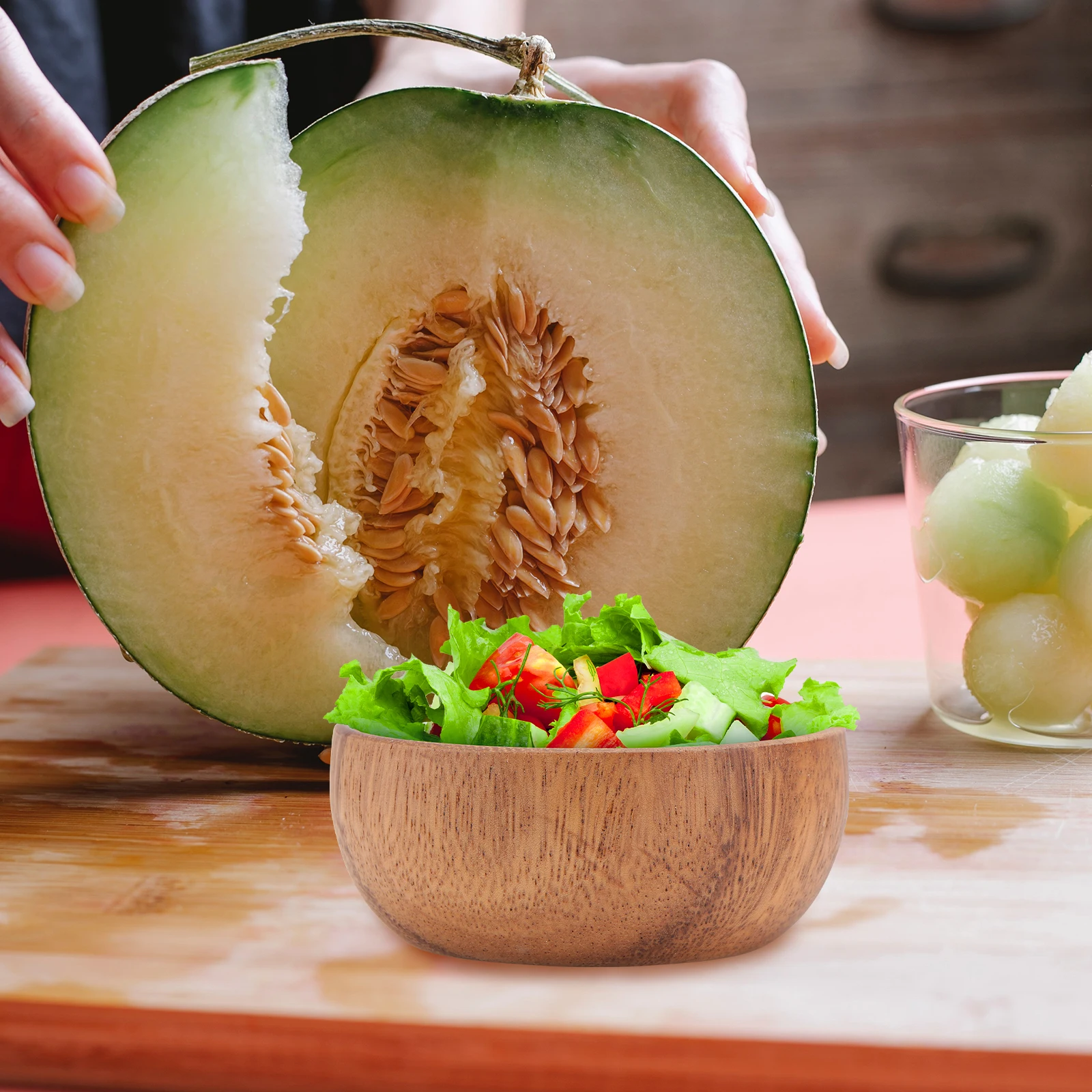 

Sturdy Wooden Plate Snack Serving Tray Storage Bowl for Dried Fruits Melon Seeds Kitchen Utensil Home Dishware Service