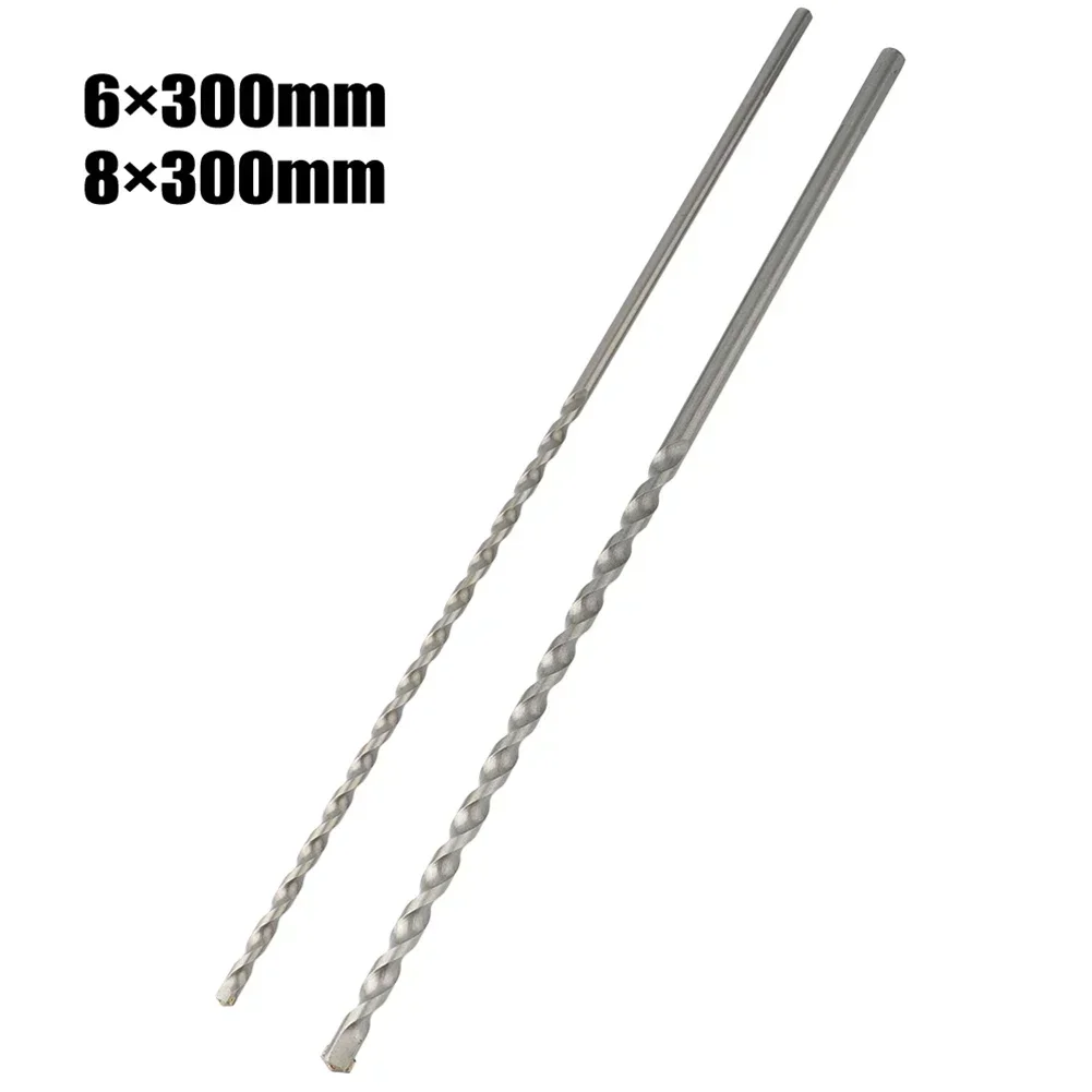 

2pcs 300mm Long Masonry Concrete Impact Drill Bit Triangle 6/8mm Shank Drill Bit For Electric Hammer Alloy Drilling Bits Tools