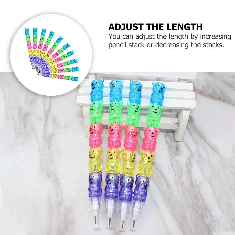 

24pcs Cartoon Bear Shaped Pencils for Kids Stackable Writing Painting School Supplies Students Stationery Gifts Sturdy