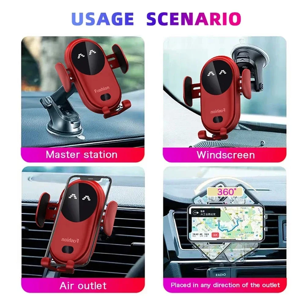 Fashion Qi Fast Wireless Charger Car Phone Holder Smart Infrared Sensor Air Vent Mount Automatic Clamping Mobile Phone Stand S11