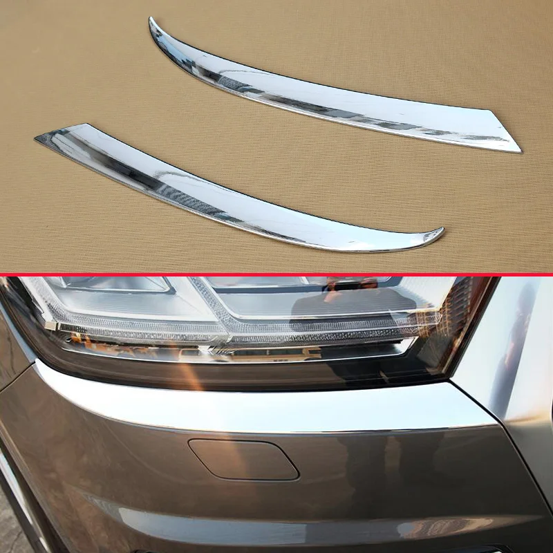 Chrome Head Light Eyebrow For Audi Q7 4M 2016 2017 2018 2019 Front Lamp Headlight Strips Molding