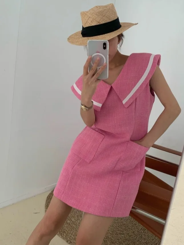 Marinekragen Svel Dr mit kleinem Pariser Sle Commute Ort Rock Chinesischer Hersteller Sommersaison