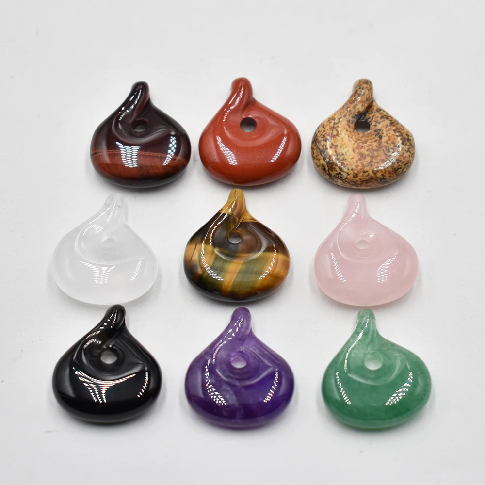 Großhandel 6 Stück/Set Natürlicher Tigerauge-Stein Rosenquarz Amethyst Geometrische Form Anhänger DIY Handgemachte Halskette Schmuckzubehör – Detail 1