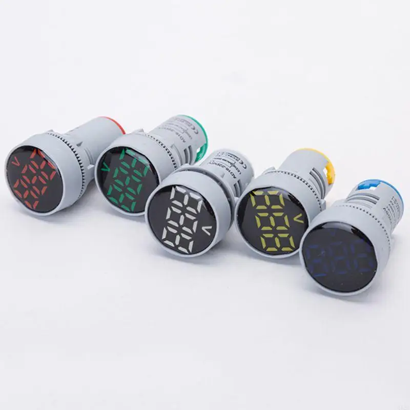 Chỉ báo đồng hồ đo điện áp tròn 652F 24-500V 22mm Bảng điều khiển kỹ thuật số Vôn kế công cụ