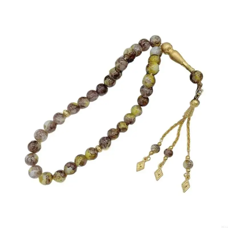 Reflective Black Glass 33 Bead Tasbih Bracelet for Islamic Prayer and Mindfulness 964A