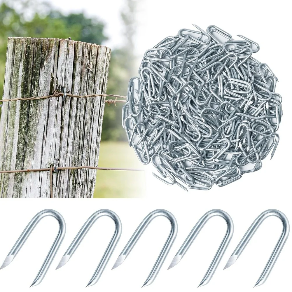 400Pcs U Shaped Galvanized Steel Fence Stakes For Securing Garden Wire Cable Landscape Pin Farm Fencing Ground Anchor Tool
