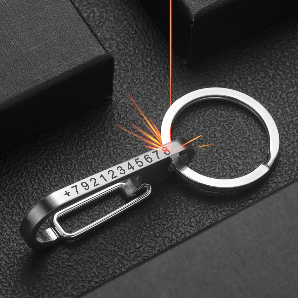 Stainless Steel KeyChain Custom Lettering Classic Men Anti-lost Buckle Personalized Key Chain Ring Holder For Car Keyring K425