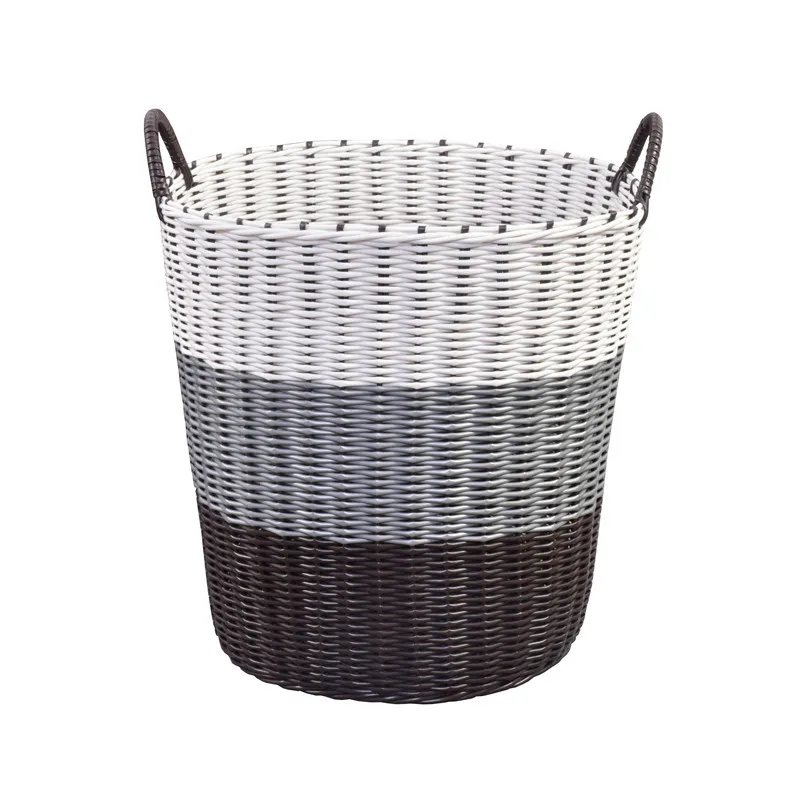 Plastic Woven Laundry Basket - Rattan-Style Storage for Toys, Dirty Clothes, and Household Items