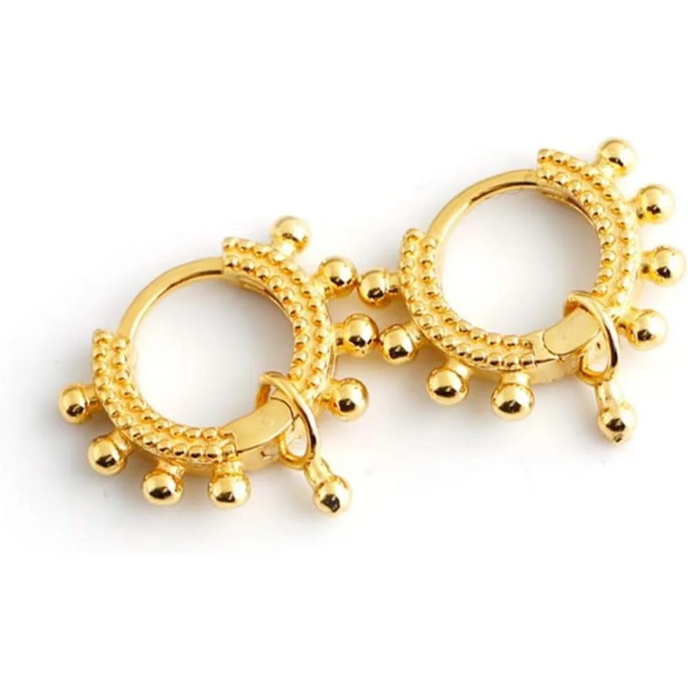 

Mini Bead Ball Hoop Earrings 925 Silver Tiny Huggie Cartilage Tragus Sleeper Gift
