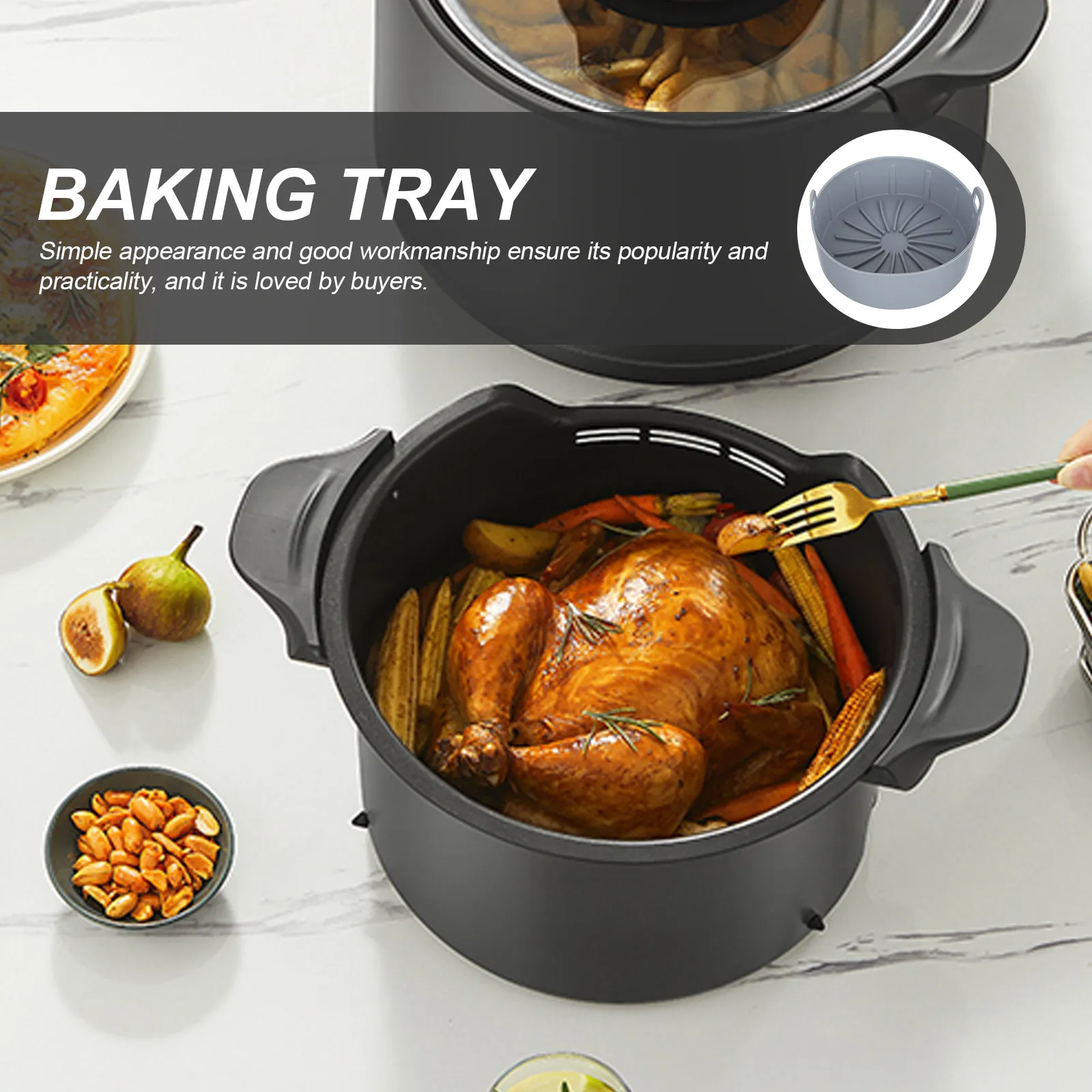 Силиконовая корзина-вкладыш для аэрофритюрницы и духовки, для жарки и запекания, легко моется, многоразовая, антипригарная, кухонный гаджет Силиконовая корзина-вкладыш для аэрофритюрницы и духовки, для жарки и запекания, легко моется, многоразовая, антипригарная, кухонный гаджет